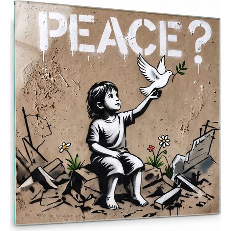 Lupia Quadro Street Art su Vetro 30x30 cm GLASS BANKSY STYLE PEACE da Parete (1/4)