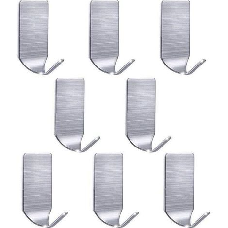 Crochets forts Crochet Mural Crochets muraux en Acier Inoxydable imperméable à l'eau pour la Robe Robe Serviette Porte-clés Sacs de Noël Lumières-Accueil Cuisine Salle 8-Pack (1/4)