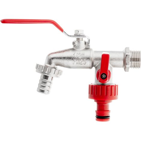 Garronda Kit Double Robinet IBC avec Sortie et 2 Embouts pour Raccord Rapide Répartiteur d’Eau pour Cuve IBC Jardin et Arrosage GD-0214