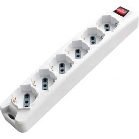 Multiprise V-TAC 6 x 10/16 A, interrupteur double poussoir/Schuko lumineux, câble de 1,5 m, prise 16 A (1/3)