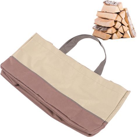 Sac à bûches robuste en tissu Oxford 600D (60 x 30 x 30 cm) avec poignée renforcée, idéal pour le camping, les barbecues et les foyers. (1/5)