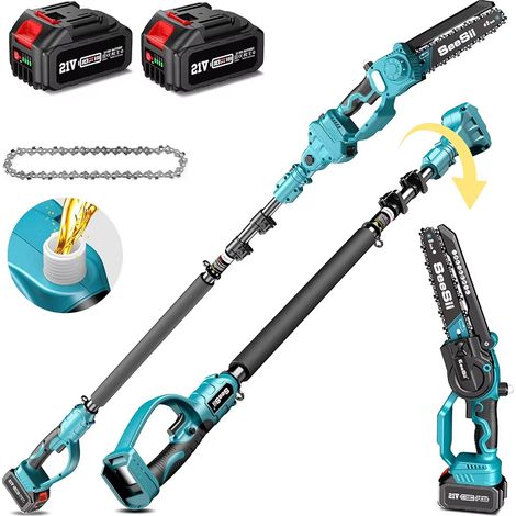 Tronçonneuse Électrique Seesii 8 Pouces Sans Fil avec Perche Télescopique 3 m – Scie à Branches Hautes pour Élagage et Coupe d’Arbres, Sécateur de Branches, 2 Batteries 4.0Ah Incluses (1/5)