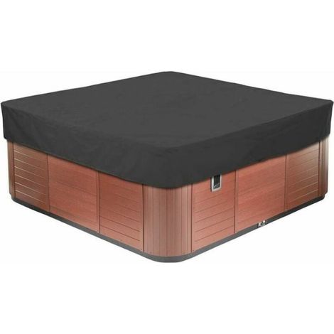 Housse pour bain remous carre de jardin bche de protection en tissu Oxford 210D tanche et anti-UV noir CARTABLE (1/4)