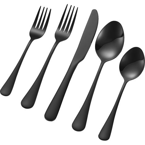 Juego de cubiertos Vevor de 60 piezas color oro, utensilios de acero inoxidable aptos para uso alimentario para 12 personas, juego de cubiertos con acabado metálico. (1/2)