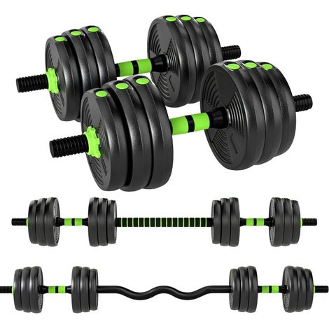 Set manubri e bilanciere regolabile 20 kg 3 in 1 MODENUIT verde (1/4)