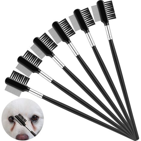 Peigne pour les yeux Mudder (lot de 6) - Peigne double face pour enlever les taches lacrymales et prendre soin du pelage - Outil multifonctionnel (1/5)