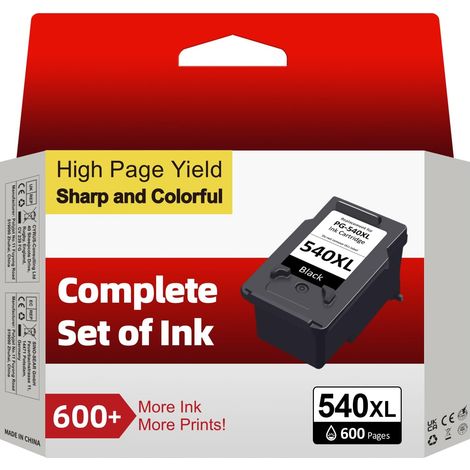 Encre 540 XL- 600+ Pages, Remplacement pour Cartouche Canon 540 , PG-540 XL Noir pour Imprimante Canon Pixma MG3650s MG3650 TS5150 MG3600 TS5151 MG4250 MG3250 TS5100 MX475 MG3200 (1/5)