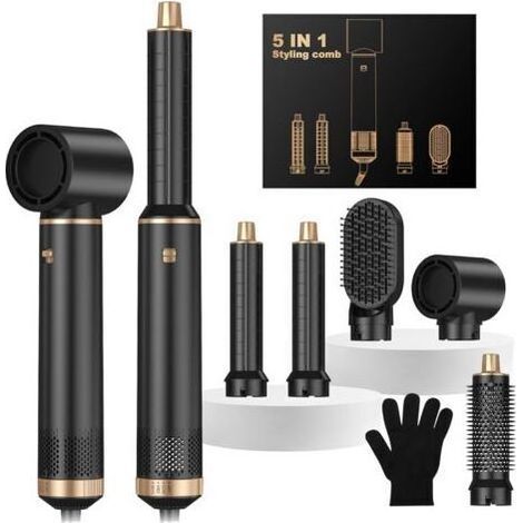 Ecleanfy-airstyler Airbrush 5 en 1 Brosse Soufflante 5 en 1, Seche Cheveux 5 en 1 avec Seche Cheveux Boucleur, Brosse Souflante, Thermal Brush, Air Styler 5 en 1 Pour Sécher, Boucler, Lisser, Cadeau N (1/5)