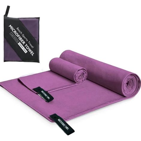 2 serviettes en microfibre, séchage rapide, 76 x 152 cm et 40 x 80 cm, pour sport plage piscine camping voyage (1/5)