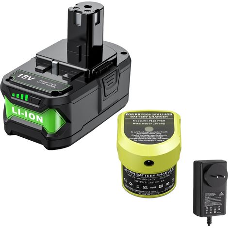 Remplacement de batterie, capacité 9000mAh, technologie Li-ion, compatible avec Ryobi (1/2)