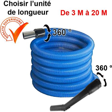 Flexible aspiration centralisée garage - bleu - longueur au choix (de 3 à 20m) - 16m