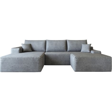 Modulares Ecksofa 270 cm grau aus Stoff mit Chaise Longue, ohne Montage (1/5)
