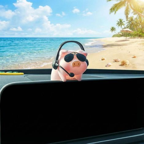 Lustiger Autoanhänger Schwein mit Sonnenbrille, selbstklebend (1/5)