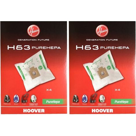 Set von 2 Beuteln mit Taschen (x4) H63 für Hoover Vakuumreiniger