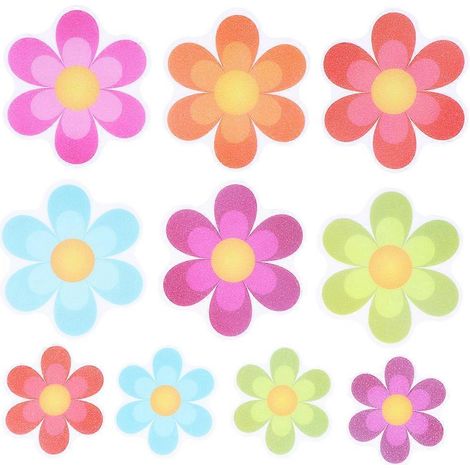 10 Stück bunte, rutschfeste, selbstklebende Blumenaufkleber – kreative Wandtattoos für Badezimmer, Badewanne und Dusche-10 Pcs (1/4)