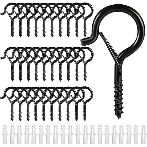 30Pcs crochet a visser vis inox a piton à crochet a anneau a fixation crochets à visser Crochets de plafond en métal pour suspension (1/4)