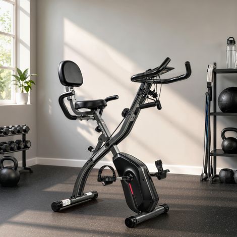 Vélo d'Appartement Pliable Vélo de Fitness 4 en 1 Silencieux Connecté Kinomap Bluetooth et Zwift 105x53,5x109cm Noir (1/5)