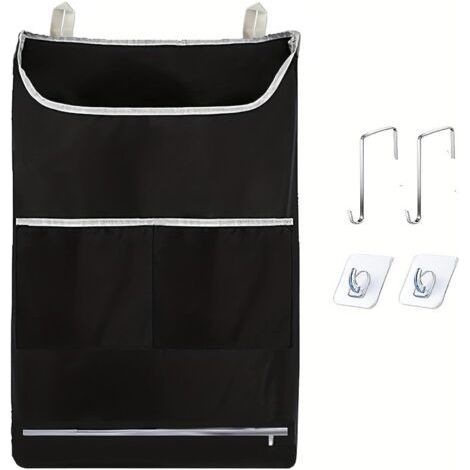 72 x 48 cm, (Black）Laundry Bag, Large Dirty Laundry Bag, Foldable with Stainless Steel Hooks and Adhesive Hooks, Tear Resistant, for Home Travel (1/5)