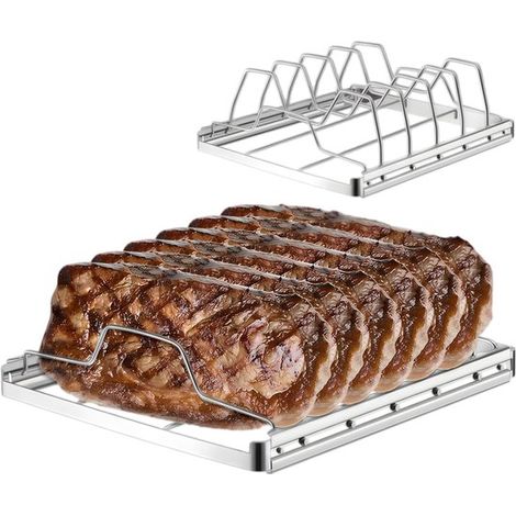 Parrilla para costillas de barbacoa, Parrilla para carne y costillas, Parrilla para carne y costillas, Rejilla para horno, parrilla de carbón (1/5)