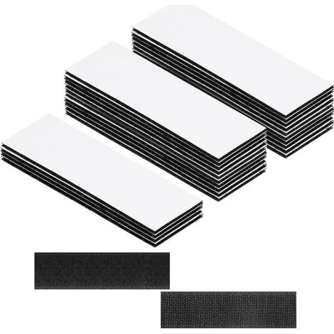 24 Pièces Scratch Autocollant Double Face,100mm×30mm Nylon Matériel Noir Puissante Scratch Double Face,Réutilisables Avec Dos Adhésif Puissant pour La Maison,Le Bureau,L'école et L'salle De Sport (1/5)
