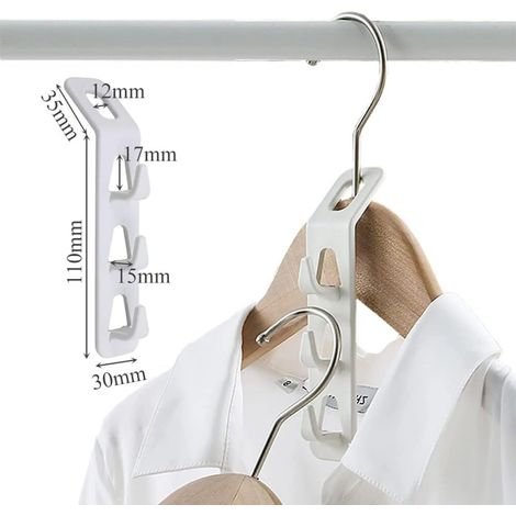 12 crochets de suspension à vêtements en cascade, blancs, grande capacité de charge, bords lisses (1/5)