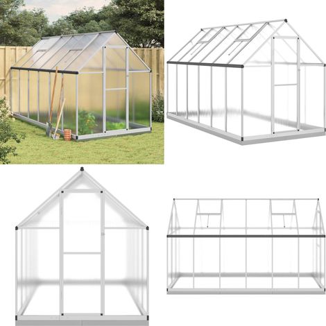 Serre avec cadre de base argenté 334x169x202 cm aluminium - Serre De Jardin - Serre Aluminium - Abri Jardin - Protection Plante - Greenhouse - Home & Living