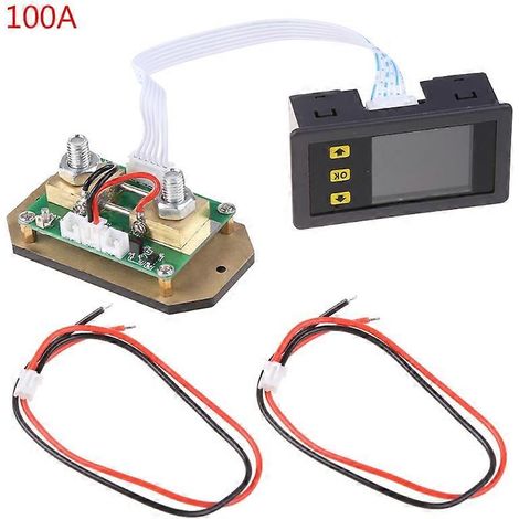 Compteur LCD combiné courant-tension-wattmètre (120 V CC, 100 A, 200 A, 500 A) avec écran LCD, mesure de la capacité et de la puissance des batteries 12 V, 24 V, 48 V et 96 V.