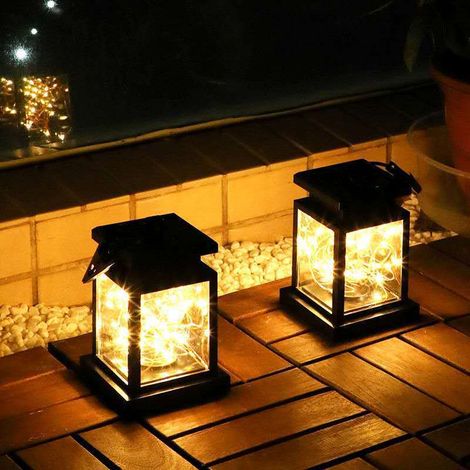 Guirnalda de luces solares exteriores impermeables con estrellas y palacio, fabricada con alambre de cobre, luz cálida, 30 LED (cobre).