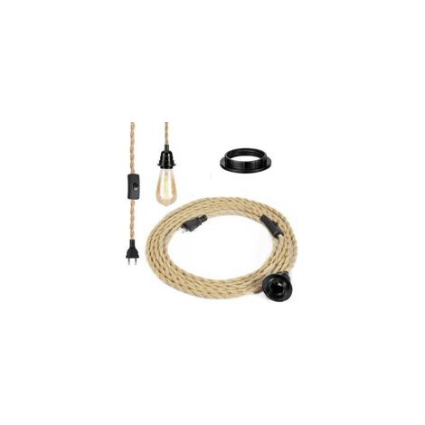 Seil-Kronleuchter, Retro-E27-Fassung mit 4,5 Meter langem Kabel und Schalter, für Seil-Pendelleuchten (Leuchtmittel nicht enthalten), - Crezuo