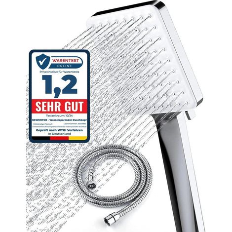 Newentor Duschkopf Regendusche mit 6 Strahlarten und Schlauch 1,5M (1/5)