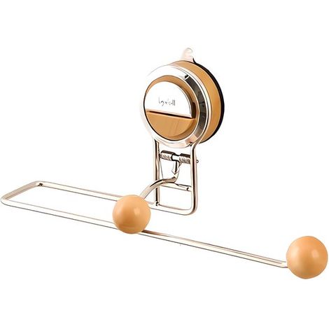 Porte-rouleau de cuisine à ventouse - Porte-rouleau de cuisine avec ventouse puissante - Avec levier à ressort automatique et crochet en L - Porte-rouleau de papier toilette en métal robuste pour la c (1/5)
