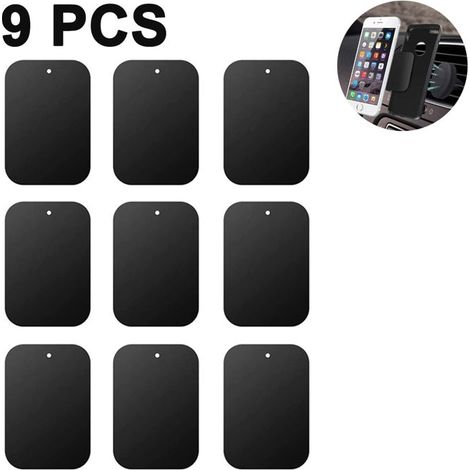 2 plaques magnétiques en métal, adhésif 3M inclus, support téléphone voiture, fixation discrète, compatible smartphones avec coque mince (1/4)