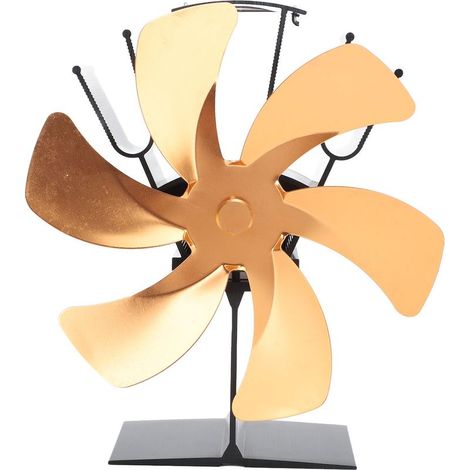 Yctze Vertikaler Ofenventilator mit 6 oder schneller Wärmezirkulation - Heizlüfter für Öfen, Holz und Öl (SCHWARZ) (GOLD) (1/5)