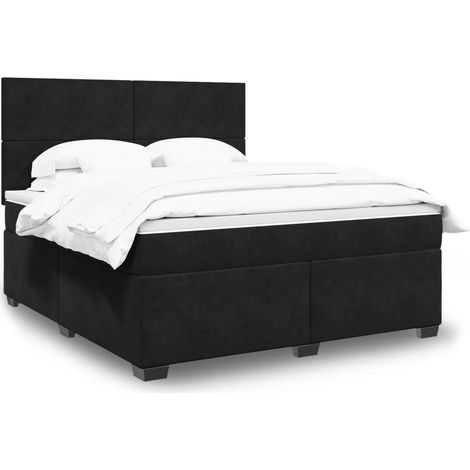 Boxspringbett mit Matratze Schwarz 180x200 cm Samt