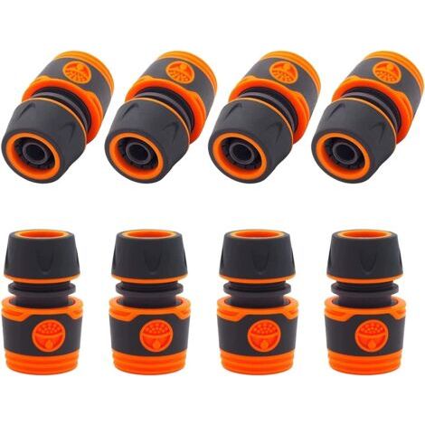 Raccord Tuyau D'arrosage, 8 Pièces Embout Tuyau Arrosage, Adaptateur Tuyau Arrosage Convient aux Tuyaux Outils de Jardin Buses Pistolets Pulvérisateurs(Orange)