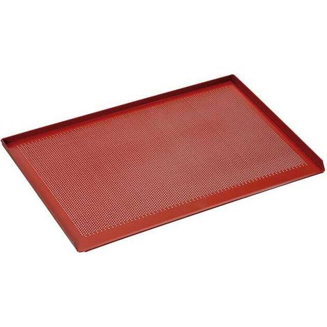 Plaque de Four Aluminium Siliconée Perforée 3 Côtés 600 x 400 - Bartscher