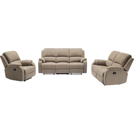 Canapé 3 places, 2 places et fauteuil relax en microfibre taupe BRODY (1/5)