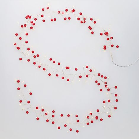 Guirnalda LED de perlas rojas 1,5M Luz cálida (1/5)