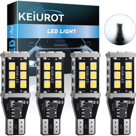 T15 W16W LED Bulb 921 912 LED Reverse Light CANBUS Error Free Bulb Led 12V Replacement Lamp for Car Rear Parking Light Reversing Lights White Pack of 4 (1/5)