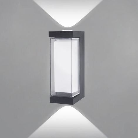 (Carré 6500K) Applique murale LED moderne étanche, éclairage haut et bas, pour extérieur et intérieur, cour, porche, couloir, chambre, AC85-265 (1/5)