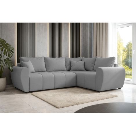 AX LIVING Malatya L Ecksofa mit Schlaffunktion Sofa Hellgrau 235 cm R