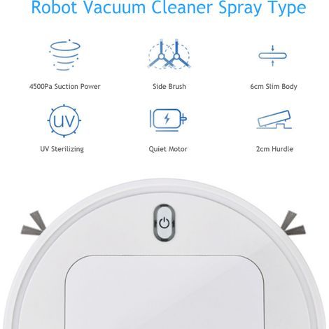 Ortviai Robot Aspirateur Balai avec Pulvérisation, UV et Nettoyage Automatique pour Sol Dur (Carrelage/Bois/Marbre), Blanc (1/4)