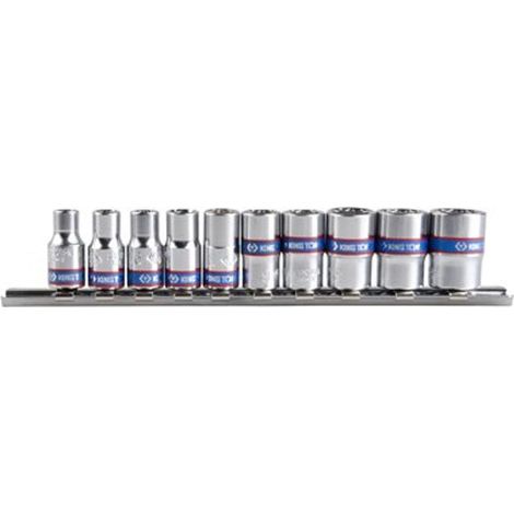 Jeu de 9 douilles courtes 12 pans 1/4" (5-13 mm) sur rail - KY2010MR