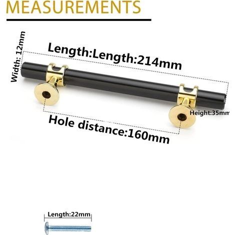 Möbelknöpfe und -griffe, 2er-Set goldene Griffe, goldene Möbelgriffe, Küchenschrankgriffe aus Zinklegierung, 192 mm Lochabstand, Gold (1/4)