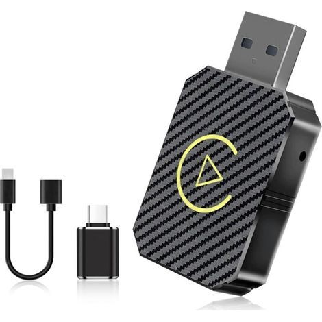 CarPlay kabellos, CarPlay-Adapter kabellos, CarPlay Android Auto, 2-in-1 Wireless CarPlay Adapter für Fahrzeuge mit CarPlay & AA, USB C/A (Schwarz) (1/4)