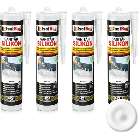 IsolBau Sanitärsilikon Weiß 4 x 300 ml