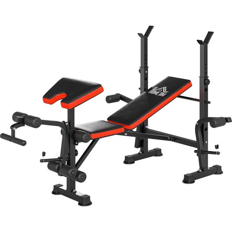 Banc de musculation Fitness complet avec porte-haltères, dossier ajustable en acier noir 175x139x127 cm (1/5)