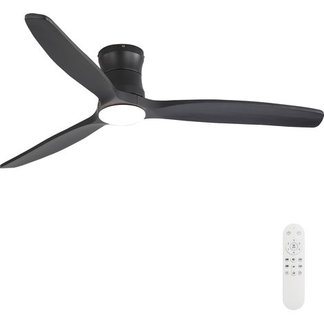 REDOM - Ventilateur de plafond 132 cm, moteur DC silencieux, LED dimmable, télécommande, métal et bois, noir mat (1/5)