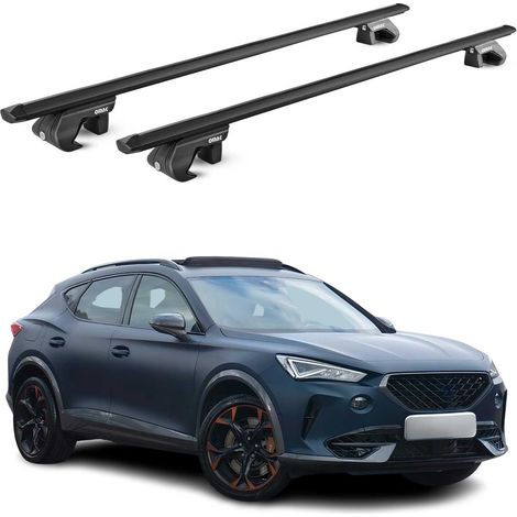 OMAC Dachträger Aluminium TÜV geprüft für Cupra Formentor 2020-2026 – Für Standard Dachreling – T Nut – Max 90 kg – 2 Schlösser Schwarz (1/5)