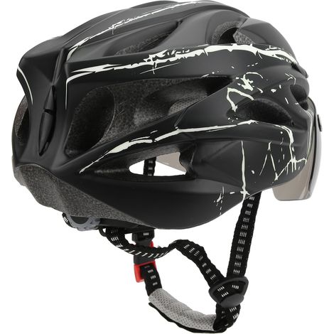 Casque de protection à fixation magnétique avec lunettes/lumière pour VTT et vélo de route (noir et blanc) (1/5)